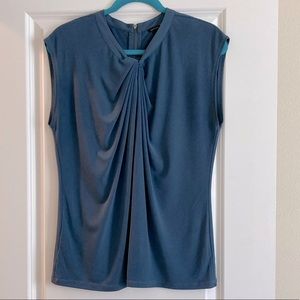 Lovely greyish-teal colored sleeveless blouse, M.